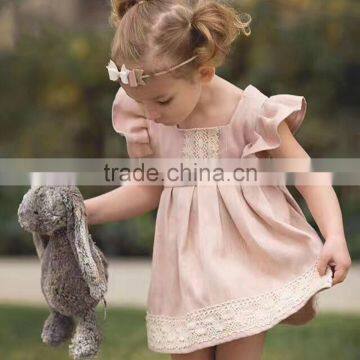 Summer Flutter Sleeve Baby Girl Clothes 2017 Baby Girl Party Dress Children Frocks Designs photo-3
