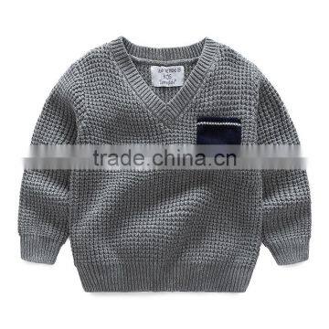 S33470W New Boy Sweaters Cotton Top Warm Knitted V-neck Sweater photo-3