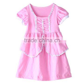 Boutique design dress cotton pink party toddler ruffle baby girl dresses