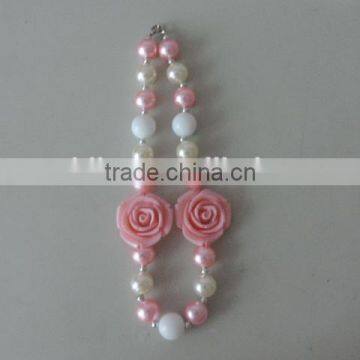 Wholesale Baby Girl Necklace Pink White Pearl Necklace Boutique Holiday Necklace