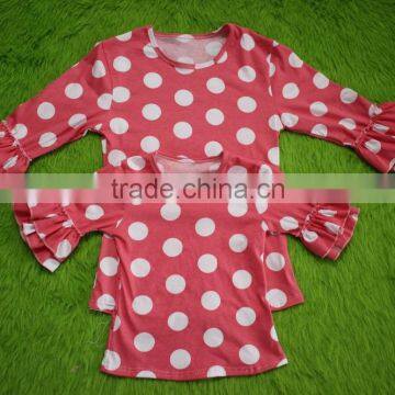Bokun Factory Custom Made Women Clothing Polka Dots Pattern Blouse Mom and me Summer Shirts photo-3