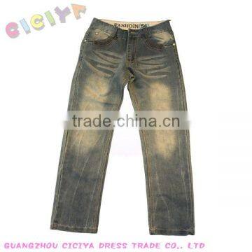 Teen boys fashion pants washed long denim jeans manufacturer