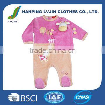 Cute baby clothes long sleeve infant clothing embroidered baby romper with lovely handkerchief