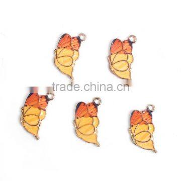 Zinc Based Alloy Butterfly Wing Charms Gold Plated Yellow Enamel