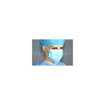 Nonwoven Blue Protective Surgeon Face Mask For Hospital / Beauty Salon