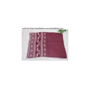 Christmas Style Snow Jacquard Scarf and Shawl