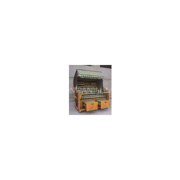 Leisure Wood Rattan Beach Basket , Waterproof Roofed Beach Chair