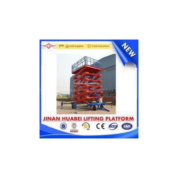 Lowest price & high efficient four wheel mobile hydraulic scissor lift indoor lifting platform