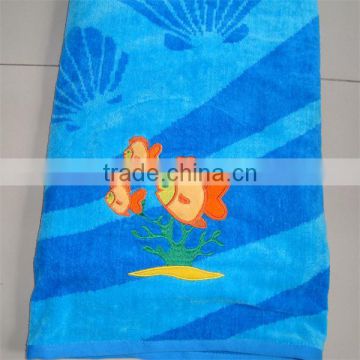 100%cotton jacquard velour 3d embroidery beach towel