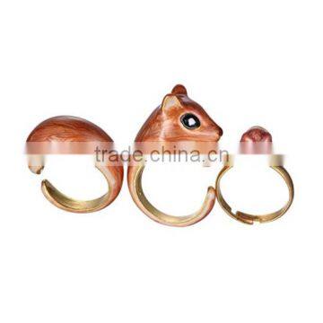 3Pcs Super Cute Animal Ring Adjustable Finger Wrap Stack Rings Cute Squirrel Open Joint Knuckle Nail Ring Set photo-1