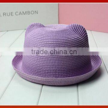 New Style Cat Ears Straw Lovely Hat/ Korea Fashion Cat Beer Ear Straw Sun Beach Hat/Cute Cat Ear Fashion Cap Straw Hat