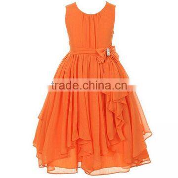 Sleeveless Chiffon Lotus leaf periphery high quality newest girls party dresses