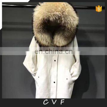 Fur factory real fox fur inside genuine raccoon fur collar corduroy coat