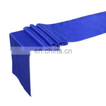 Banquet Party Table Decoration Smooth Satin Blue Silk Table Runner