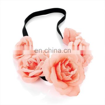 Pink elegant elastic flower headband indian wedding flower garland FH2323