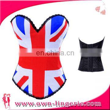 Ladies Flag Printed 100%cotton bustier corset Plus Size lingerie for