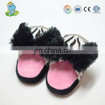 Hot sale animal shape plush zebra slippers baby winter indoor slippers