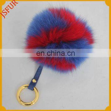 Factory Wholesale Fox Fur Pom Pom Keyring Letter Metal Keychain