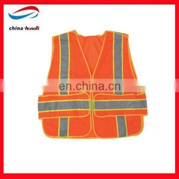 100% polyester Hi-vis reflective mesh safety vest/Orange mesh safety vest
