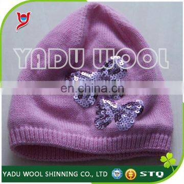 Kids winter warm beanie hat wtih bling bling accessory