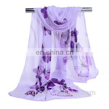 2017 wholesale butterfly print hijab shawls ladies fashion chiffon scarf