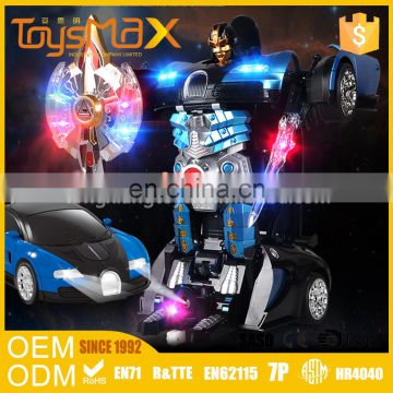 Chinese toy manufacturers 2.4g 6 channel plastic deformation toy rc trans robot toy car with shooting and smoking function