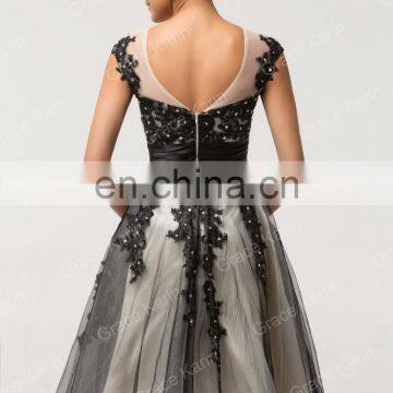 Grace Karin Cap Sleeve Gray Elegant Short Prom Dress CL007581 photo-3