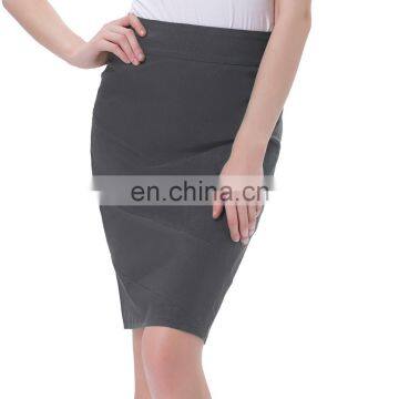 Kate Kasin Occident Women's OL High Stretchy Hips-Wrapped Grey Pencil Skirt KK000269-2