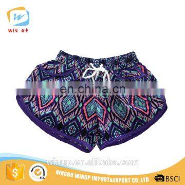 2016 high quality printed women sport shorts 100% polyester shorts