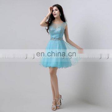 Wholesale Cap Sleeve Open Back Crystal Beaded Short Cocktail Dress Party Dresses AJ032 photo-2