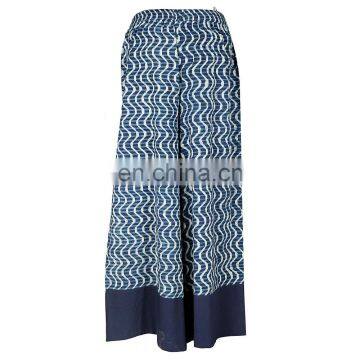 WAVE BLUE PRINT BOTTOM PLAIN HIGH FASHION PALAZOO