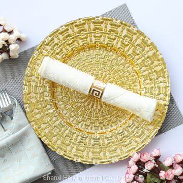 Factory Cheap Wholesale Gold Charger Plates High Quality Glass Dinner Plates photo-2