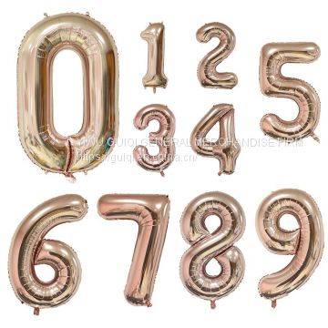 Rose gold 40 inch number 0-9 balloon number balloon stock fast delivery