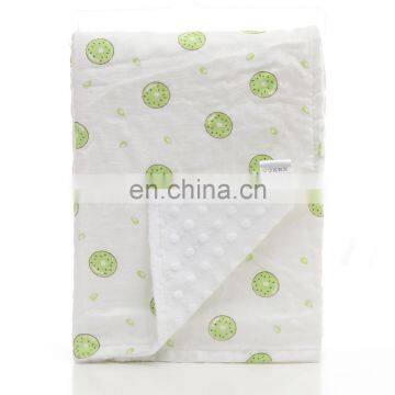 Cartoon Printed 2 Layers Breathable Cotton Backing Minky Dot Baby Blanket photo-5