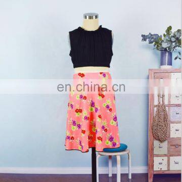 Mother Daughter Matching Dresses 2pcs Pink Floral Skirt Black Lace Top Women Clothing Summer Set photo-5