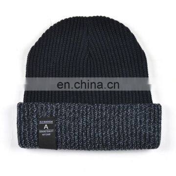 Premium Quality Winter Custom Knitted Beanie Hat With Woven Label