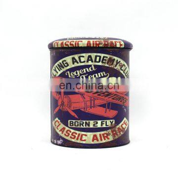Customized Antique European Round Metal Storage Bins Home Furniture Set PVC Printed With Removable Lid Cover photo-3