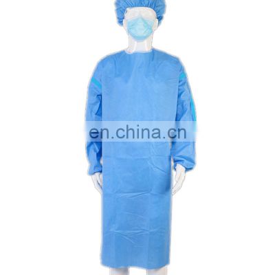 Disposable Waterproof Ppe PP Pe SMS Level 3 With Knit Cuff Surgical Reinforced Gown seams taped Medical Isolation Gowns