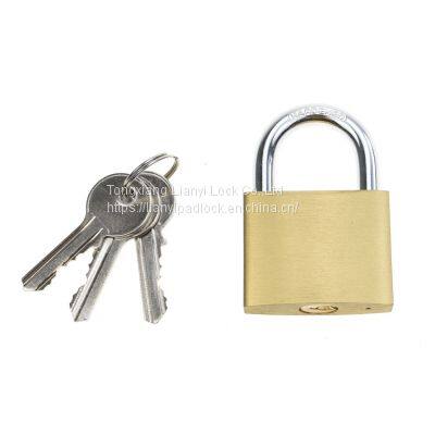High quality anti cut anti rust solid brass body hardened shackle brass padlock medium type safety padlock for outdoor