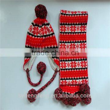 2015 women fashion Two-pieces knitted hat and scarf