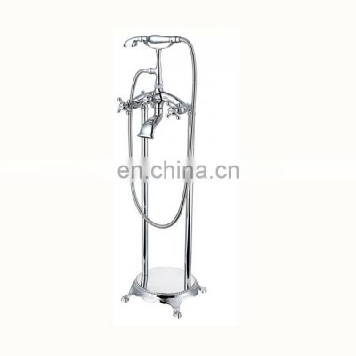 Bathroom Classical Double Handle Brushed Shower Floor Freestanding Faucet