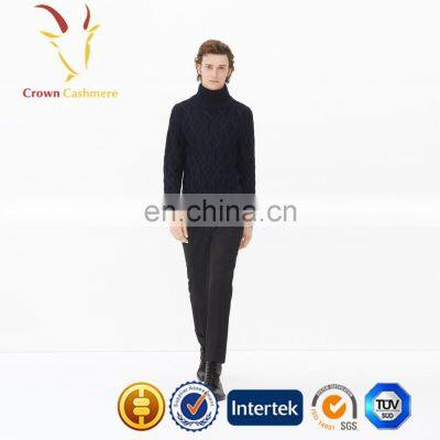 Men Cable Knit Pullover Sweater Pattern Cashmere Sweater photo-3