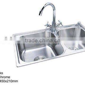 Modern Kitchen Designs Double Bowl Kitchen Sink Hot Sale New Style Stainless Steel Chrome Finish Square Kitchen Sinks