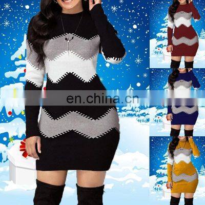 Wholesale custom-made women's Spring and autumn long-sleeved long-necked sweater pullover dress