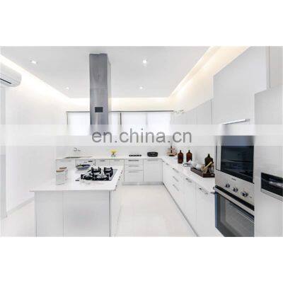 Customized White Matt Lacquer Kitchen Cabinet Modern European Ready Assemble Modular Island Designs