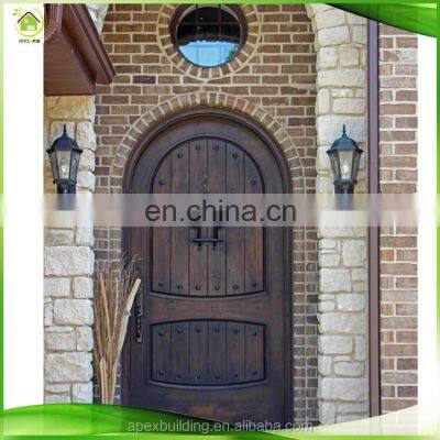 arched exterior 100% solid oak wooden exterior metal door with glass