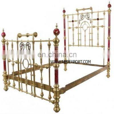 brass metal & wooden bed & furniture