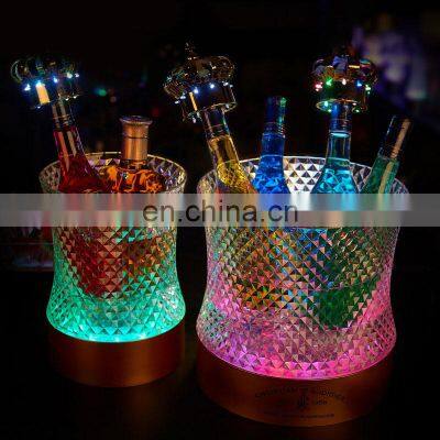 Top Sale Floor Standing ABS Custom Logo Whisky LED Party Special Cube Acrylic Ice Bucket photo-3