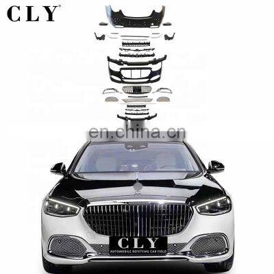 CLY Body Kits For 2022 Benz W223 S Class Upgrade Maybach Front Car Bumpers Grilles Rear car Bumper assembly Rear Diffuser Tips