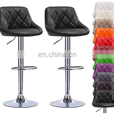 luxury adjustable height nordic modern iron metal leather swivel high breakfast bar stools bar chairs  for kitchen